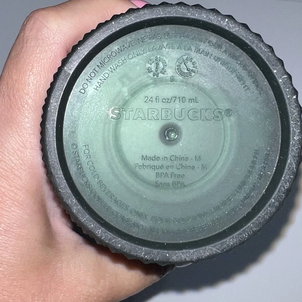 Starbucks Matte Dark Green‎ Studded Tumbler 24oz Cold Cup 2021 Used w/ Straw